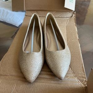 Gold shimmery flats, size US 11